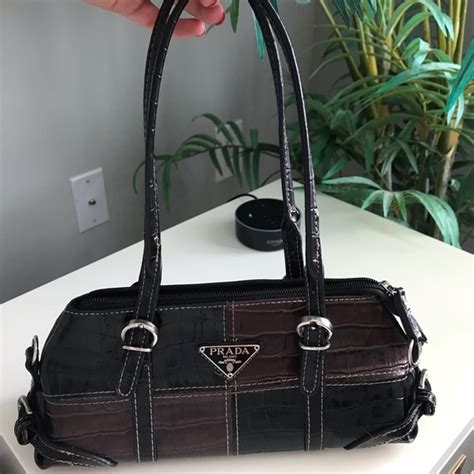 vintage prada bag with bran printed on top|prada handbags older styles.